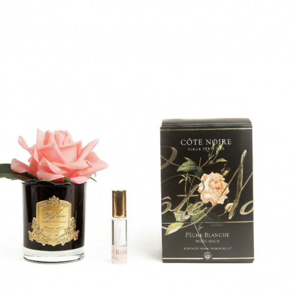 Côte Noire Perfumed Natural Touch Single Rose - Black - White Peach