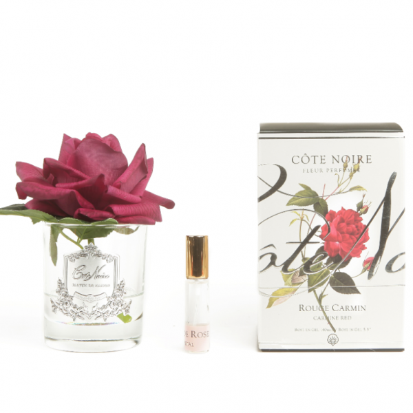 Côte Noire Perfumed Natural Touch Single Rose - Clear - Carmine Red