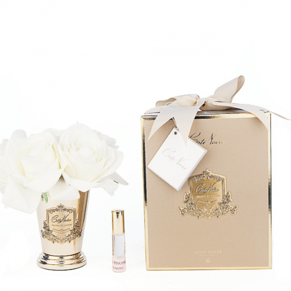 Côte Noire - Seven Rose Bouquet In Champagne - Gold Goblet