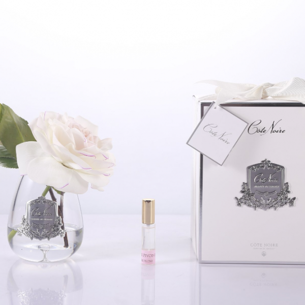 Côte Noire - Tear Drop Tea Rose In Clear Glass - Pink Blush