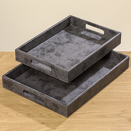 Dienblad Suède Antraciet (Set van 2)